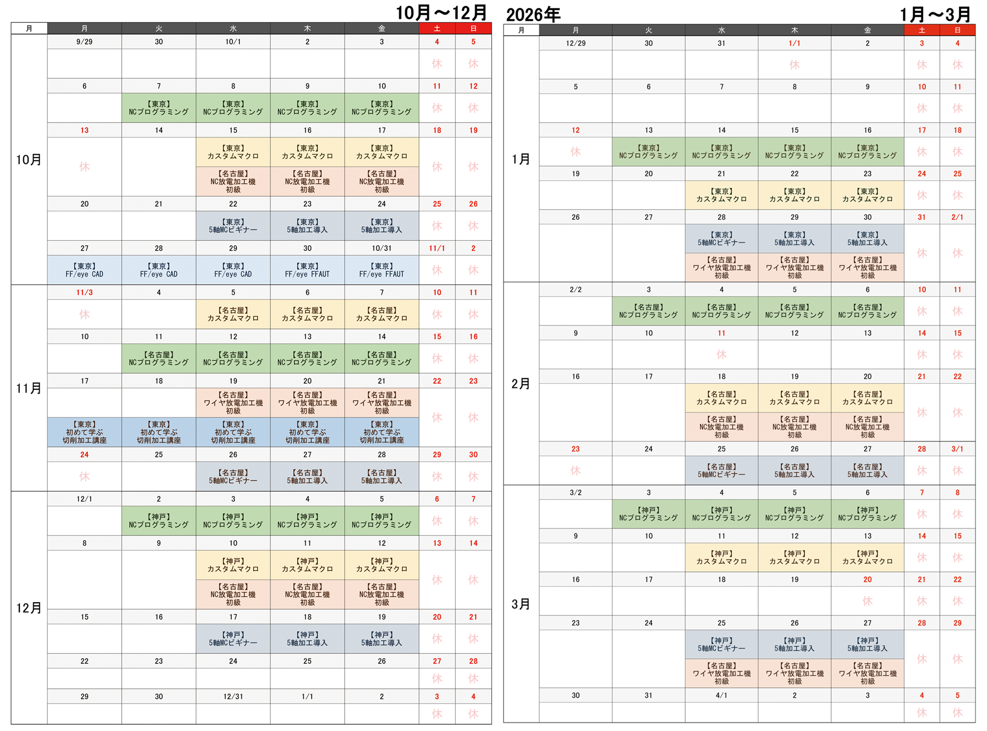 受講申込・日程表